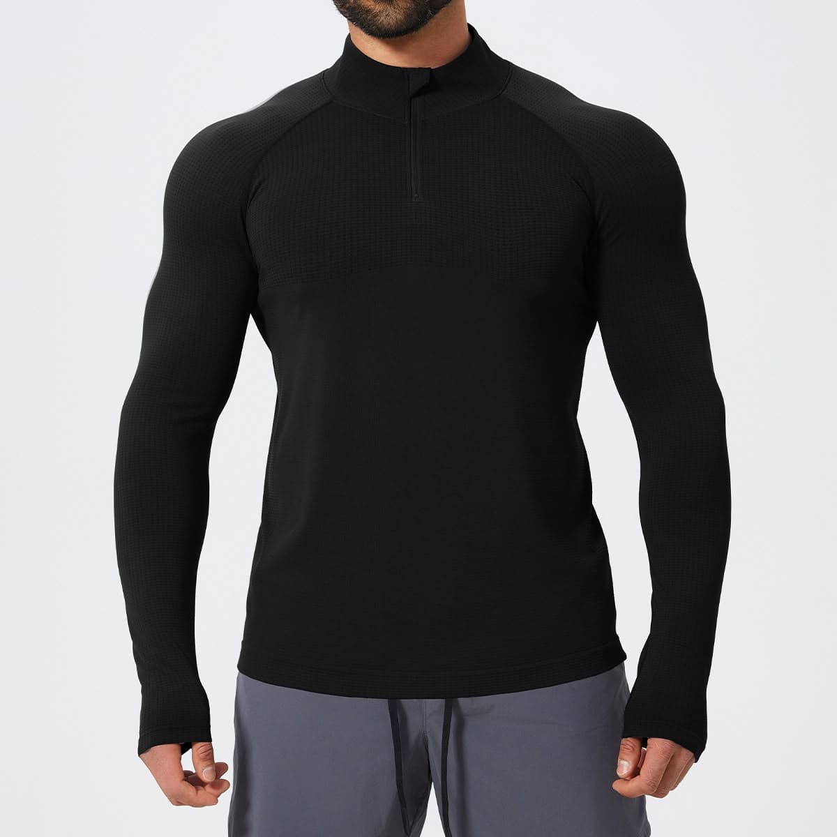 Men’s Physique Zipper Slim Fit Long Sleeve T-Shirt