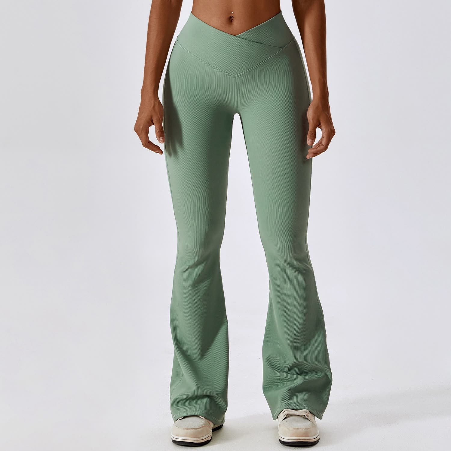 Women's High-Waisted V-Flare Leggings, image 1