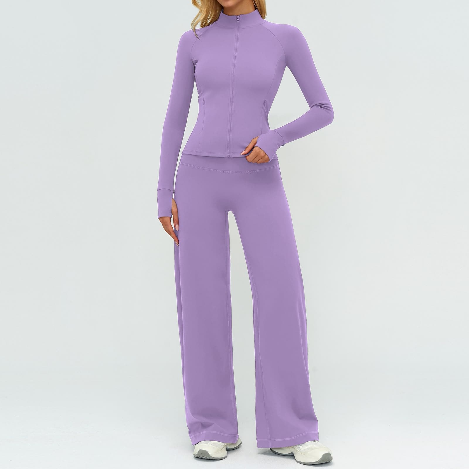 Women's Seamless Two-Piece Wide-Leg Activewear Set, image 1